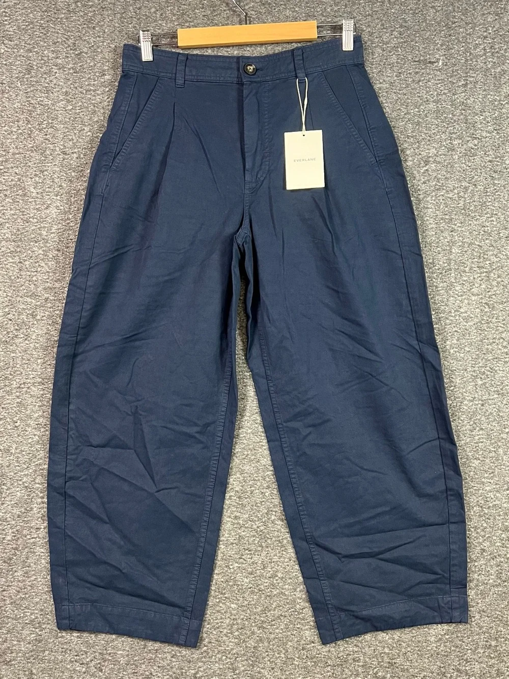 Everlane The Everywhere Pant Navy Size 6 NWT Organic Cotton Linen Barrel Leg